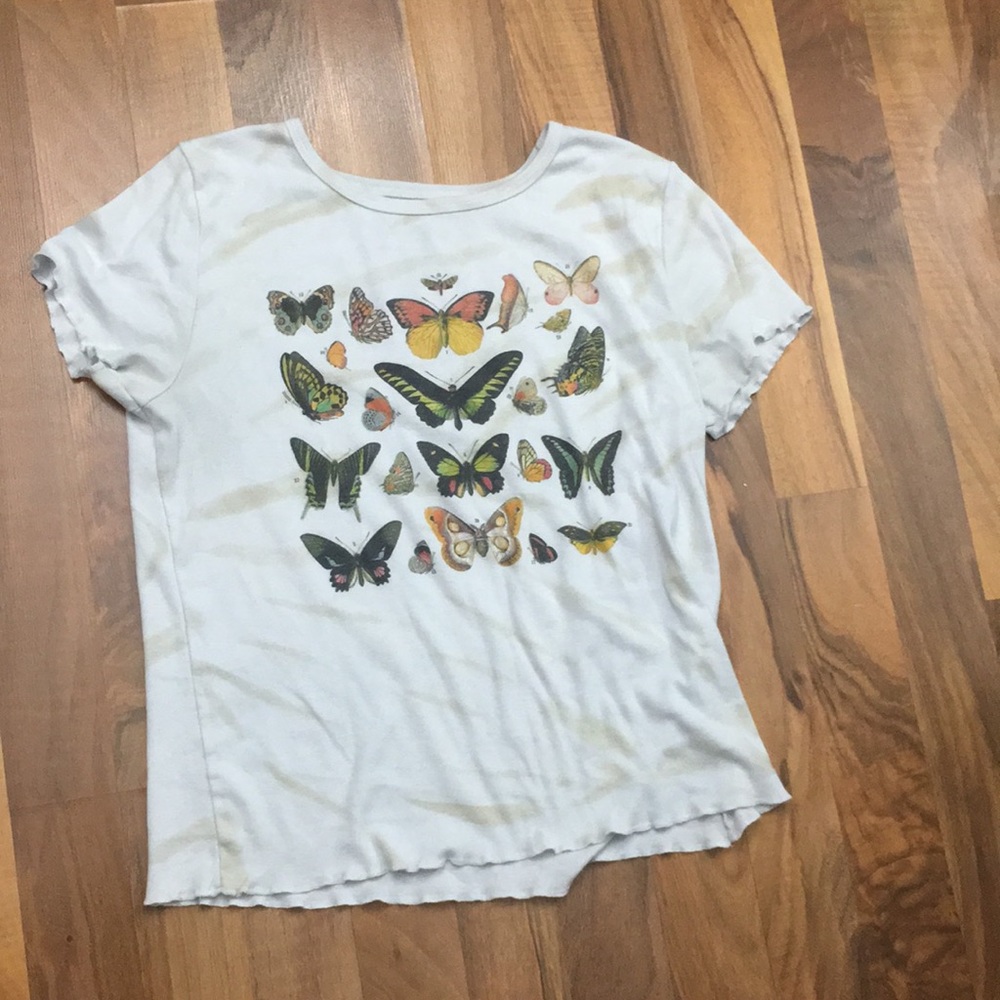 White butterfly crop top
